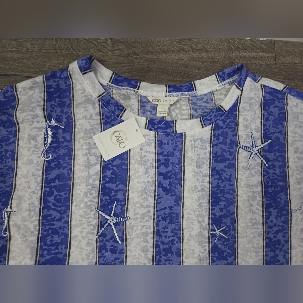 Cato Womens Beach Themed Shirt Size L NWT - Picture 3 of 4